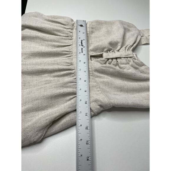 Monteau Ruched Keyhole Jumpsuit Cropped Straight Leg Cream Beachy Cottage Small - Picture 9 of 12